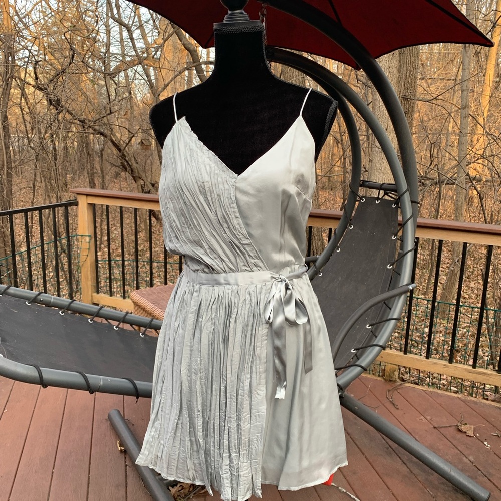 Madison Marcus grey silk dress.  428